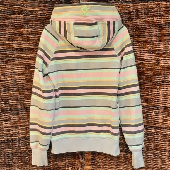 Ivivva by Lululemon Girl's Good In The Hood Stripe Hoodie Sweatshirt Jacket 10 - Picture 2 of 13